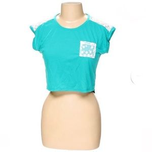 Jessica Simpson Turquoise & White Lace Crop Top Size Large